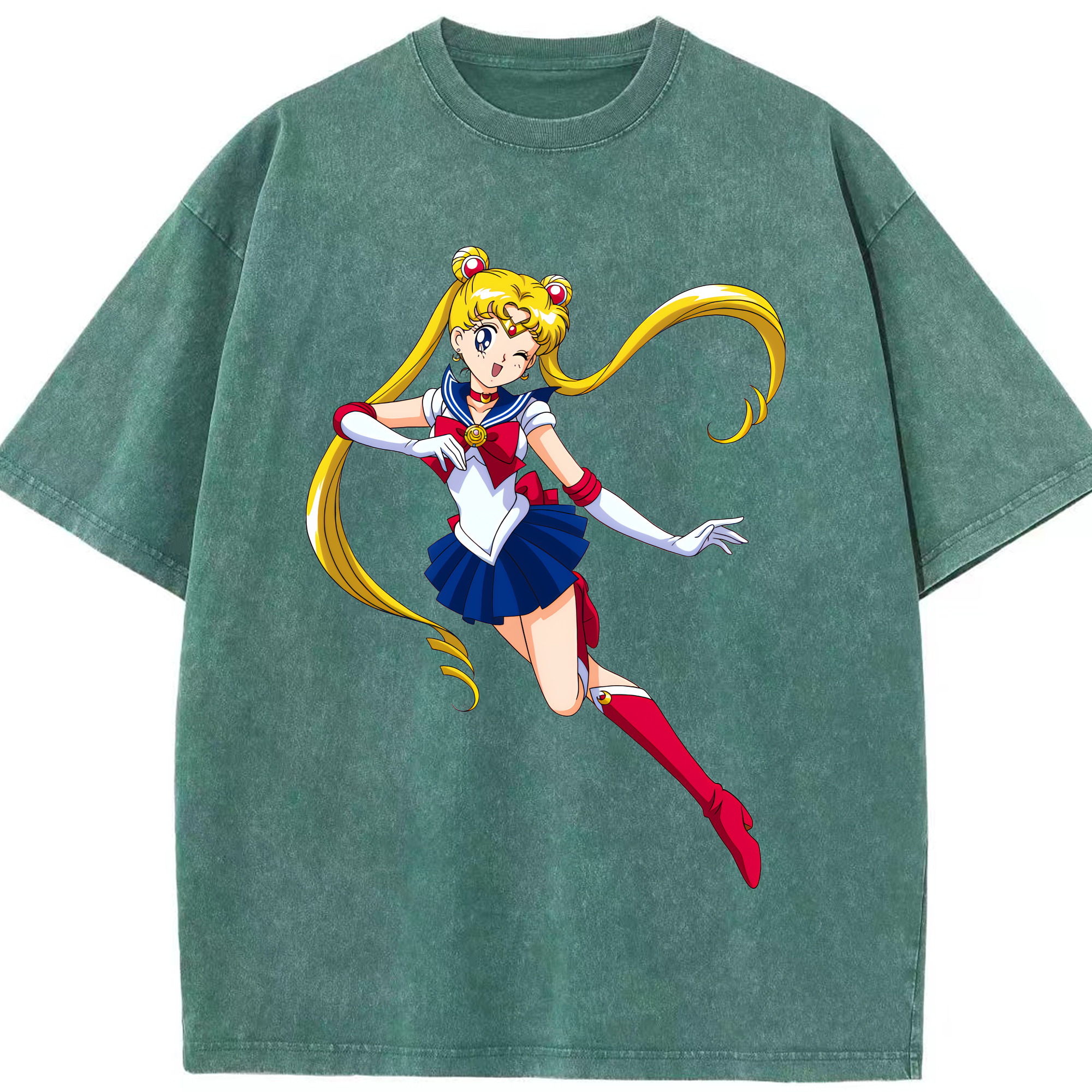 （画像用） 美少女戦士セーラームーン 月野 うさぎ つきの うさぎ Sailor Moon Tsukino Usagi 綿100% ヴィンテージ風 半袖Tシャツ（フロントプリント）